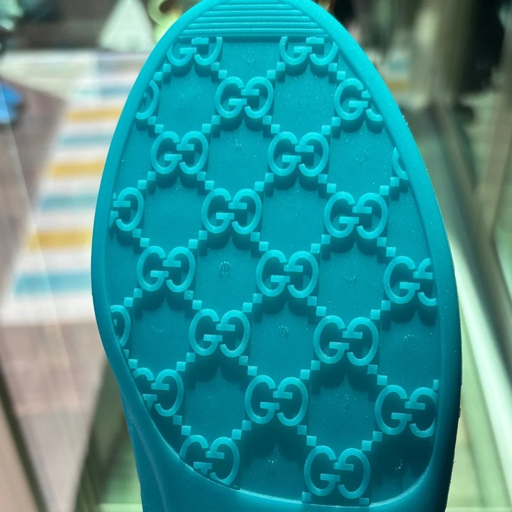 Authentic Gucci Teal GG  Rubber Jelly Ballet Flats EU 40 (US 9.5–10) NIB - Picture 8 of 16